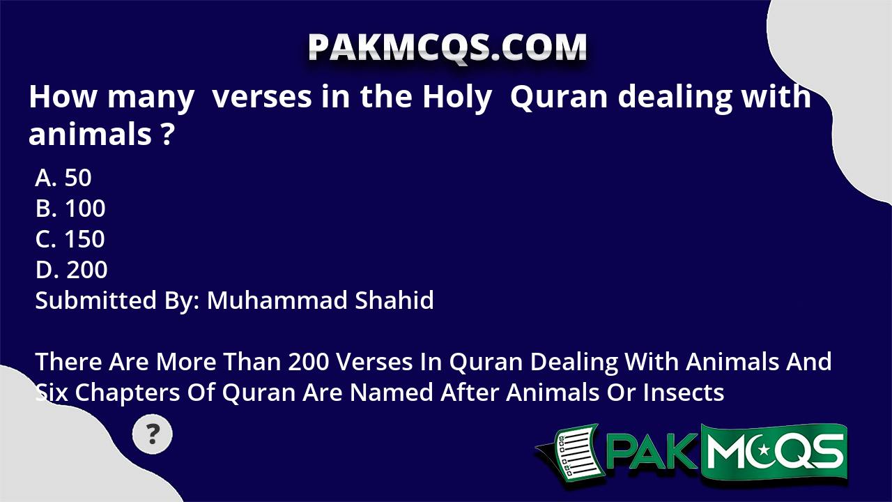 how-many-verses-in-the-holy-quran-dealing-with-animals-pakmcqs